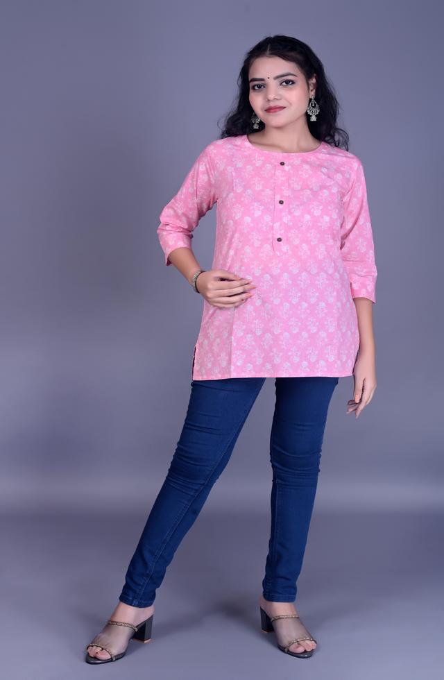 Attractive Blush Pink Short Kurti
