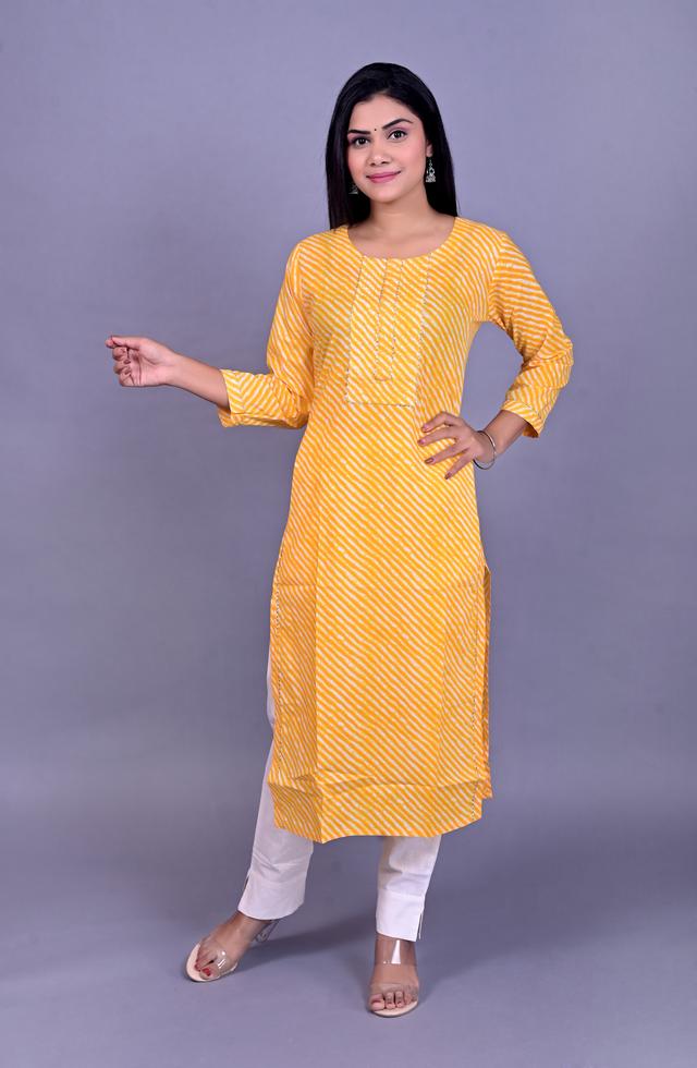 Straight Fit Kurti In Yellow