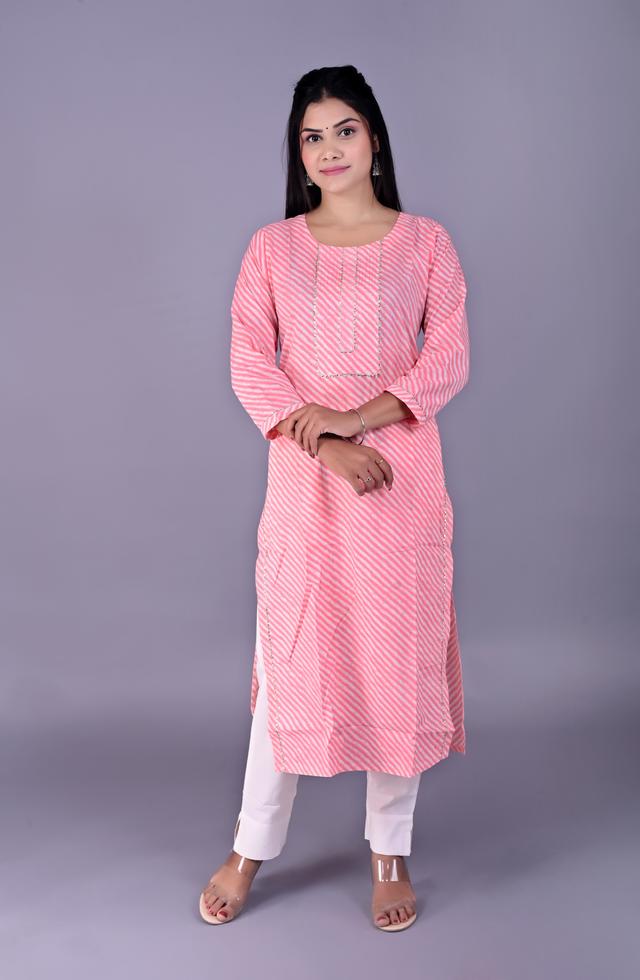 Beautiful Straight Fit Kurti in Peach Color