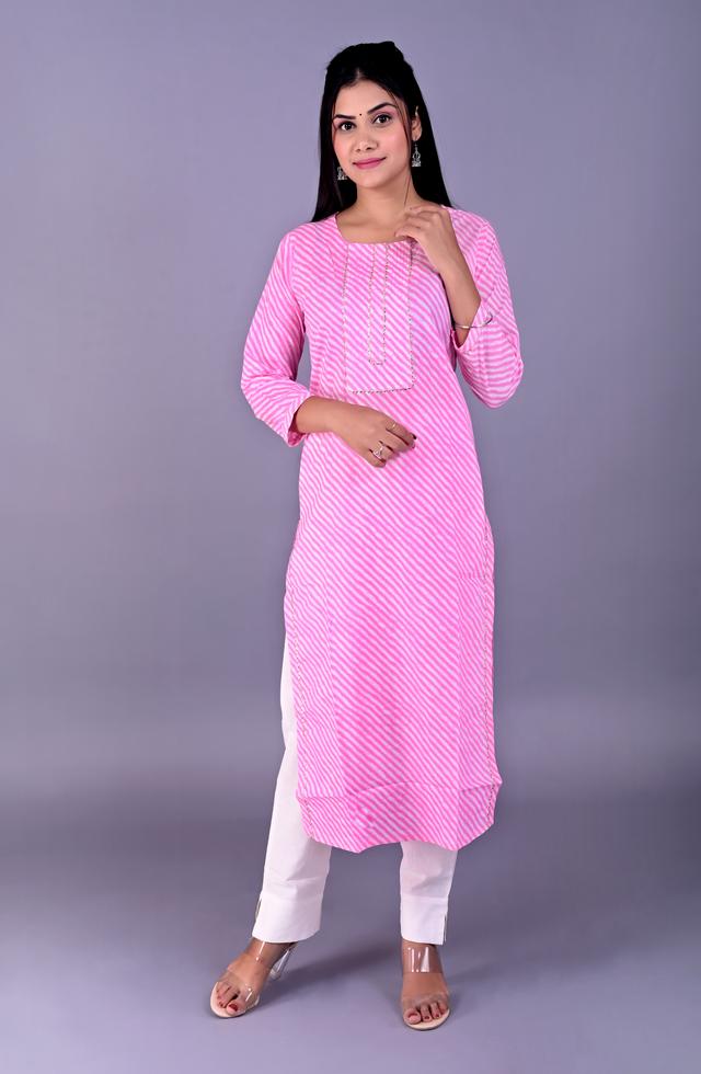 Women Pink Straight Fit Kurti