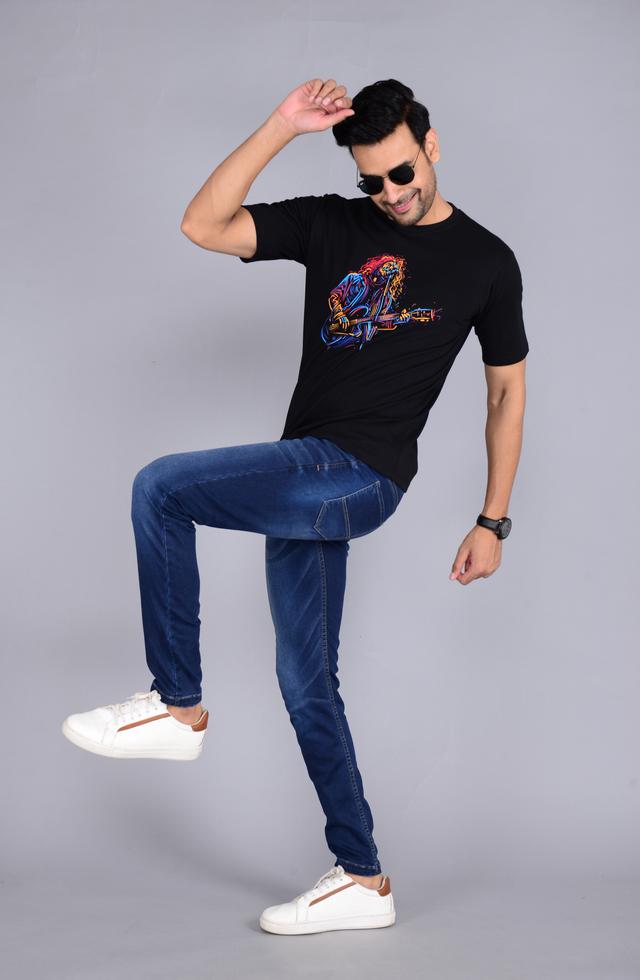 Men Guitar Printed Casual Wear T-Shirt