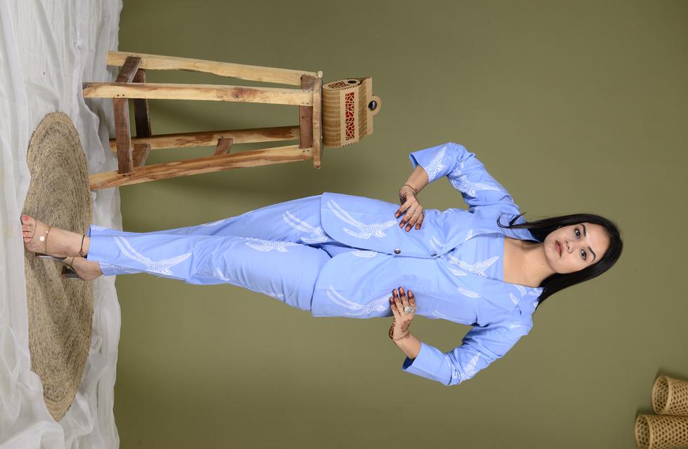 New Designer Co-Ord Set In Sky Blue Color