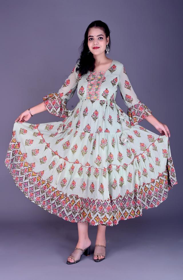 Stylish Mul Cotton Long Dress
