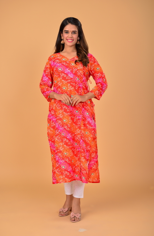 Beautiful Angarakha Bandhani Printed Kurti