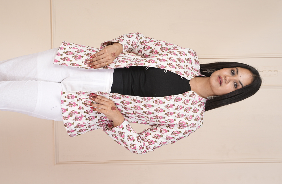 Ravishing Floral Printed Quilted Jacket