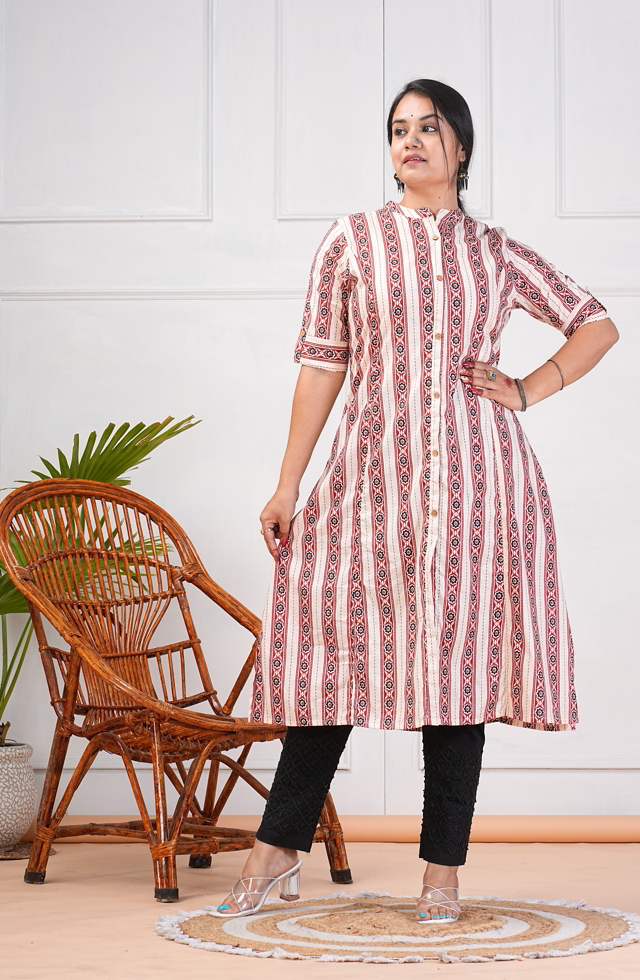 Off White A-Line Kurti