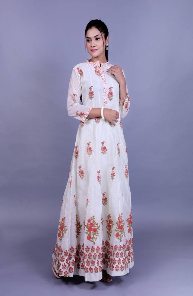 Elegant Chanderi Silk Long Dress