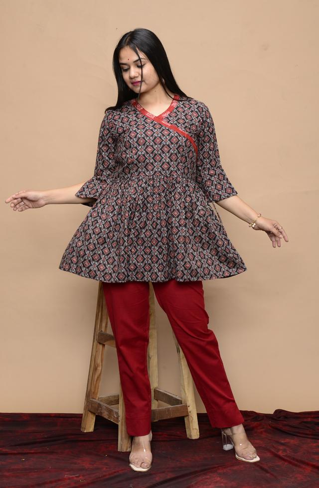 Angrakha Ethnic Printed Short Kurti