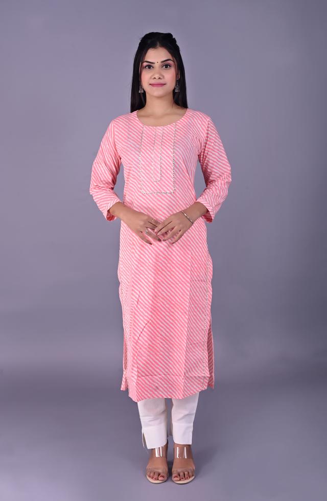 Beautiful Straight Fit Kurti in Peach Color