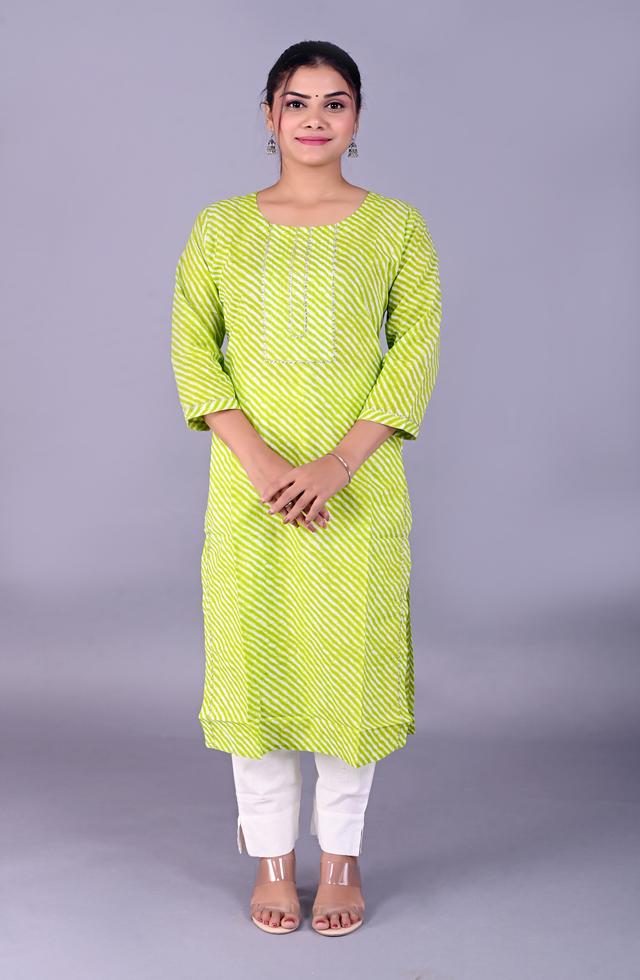 Neon Green Straight Fit Kurti