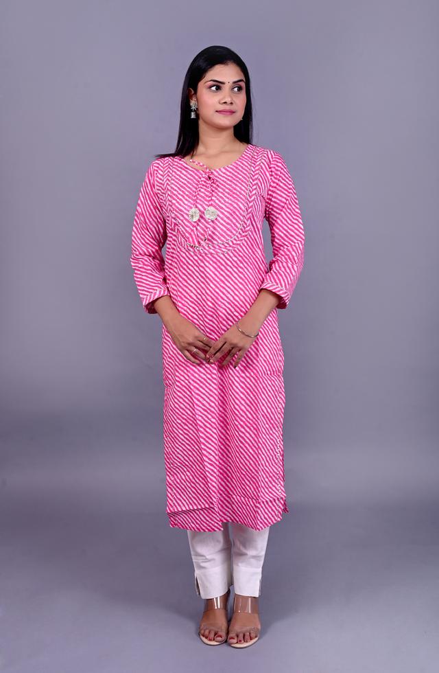 Pink Lehariya Kurti