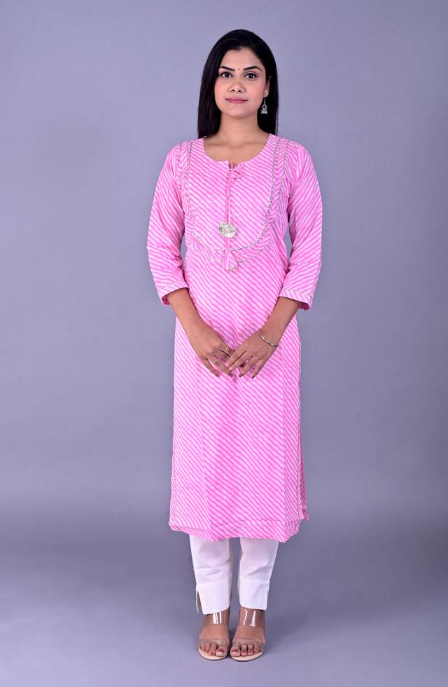 Lehariya Printed Kurti In Magenta