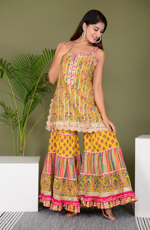 Fabulous Sharara Suit In Mustard Yellow