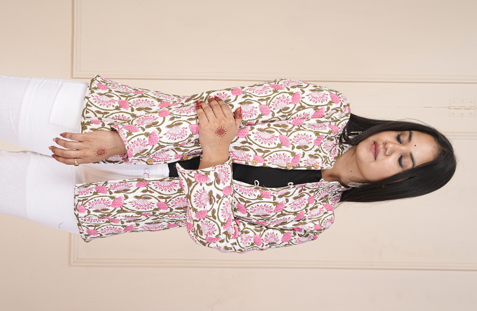 Ravishing Floral Printed Quilted Jacket