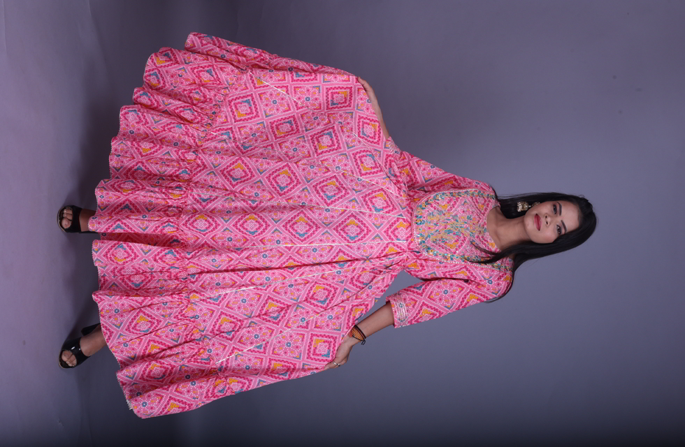 Pretty Pink Long Dress For Women