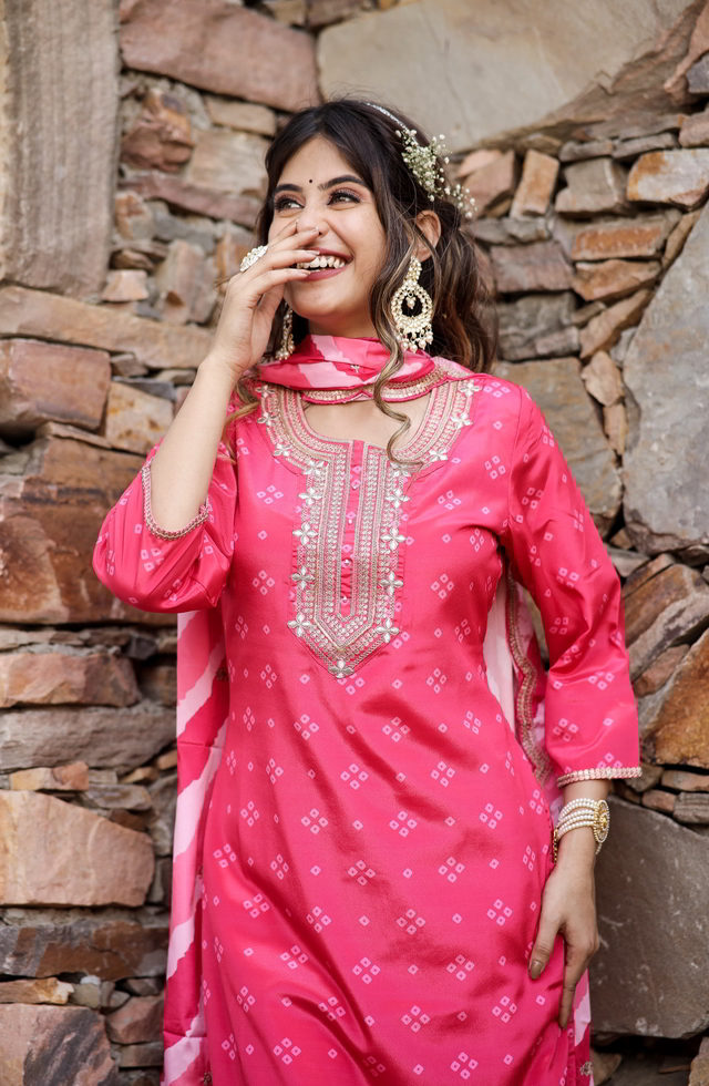 Bandhani Straight Suit Set