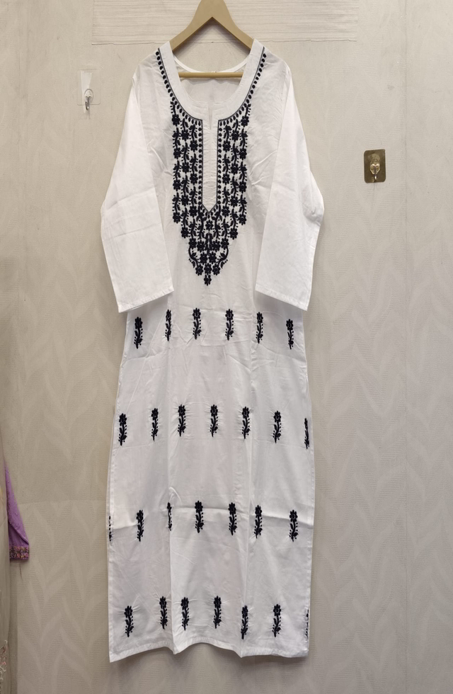 White Chikankari Kurti For Women