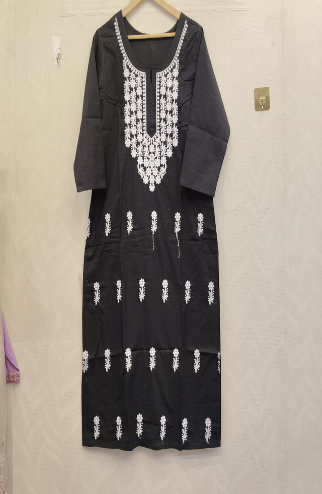 Black Chikankari Kurti For Women