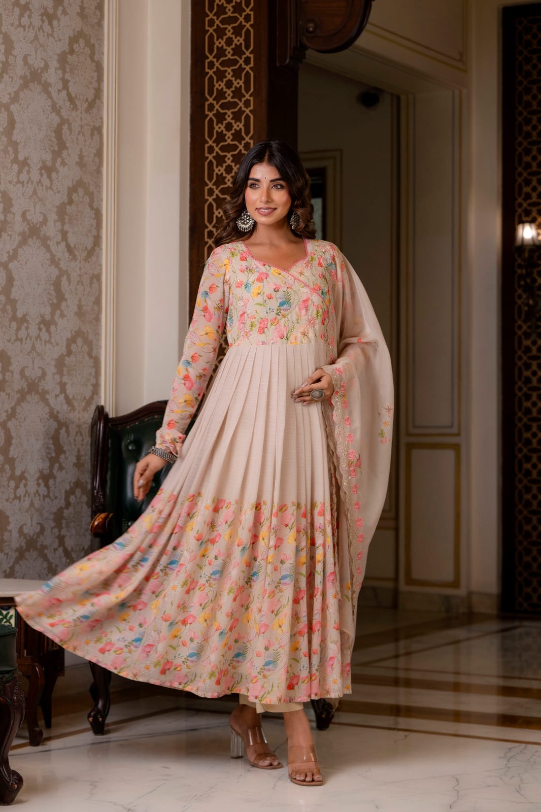 Pure Chinon Anarkali Suit Set