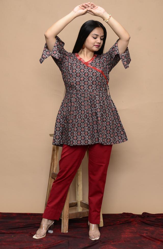Angrakha Ethnic Printed Short Kurti