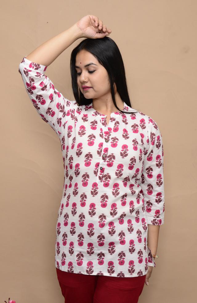 Printed Cambric Pleated Kurti