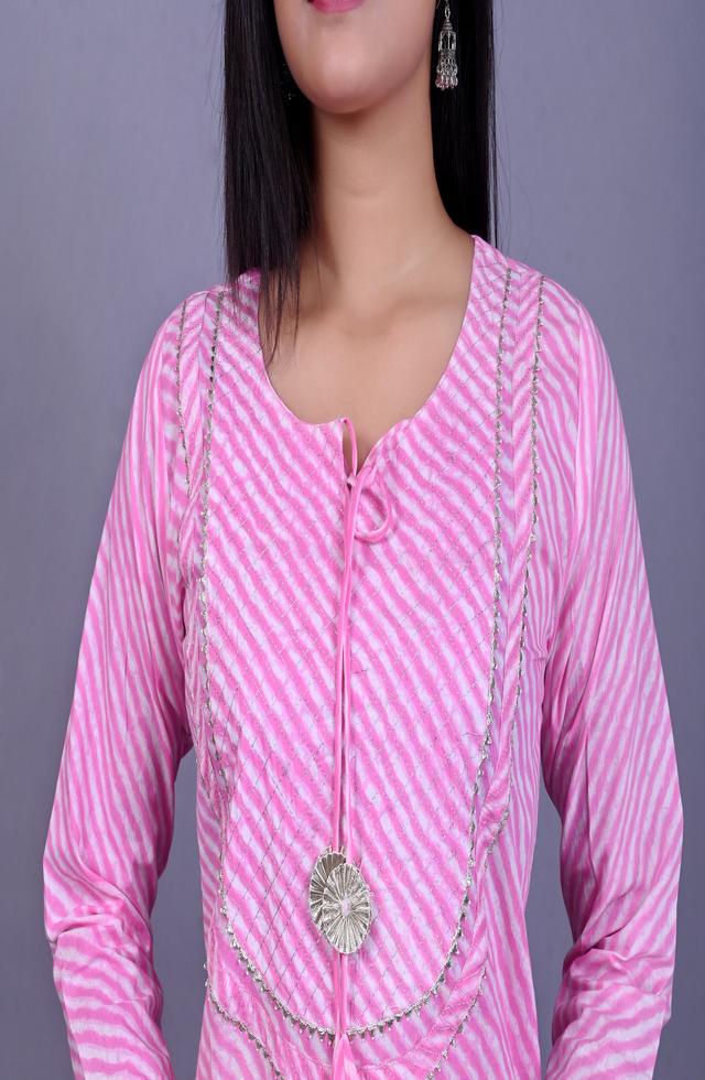 Lehariya Printed Kurti In Magenta