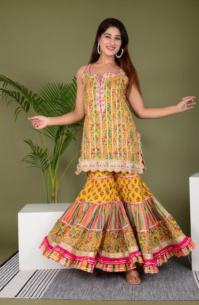 Fabulous Sharara Suit In Mustard Yellow