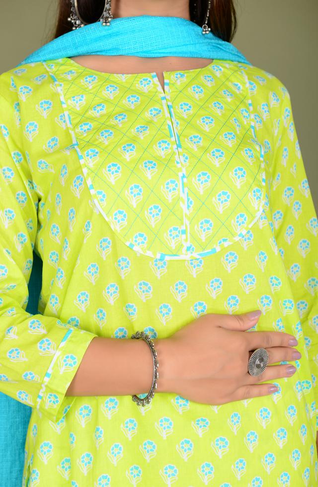 Straight Suit Set In Light Lime Green