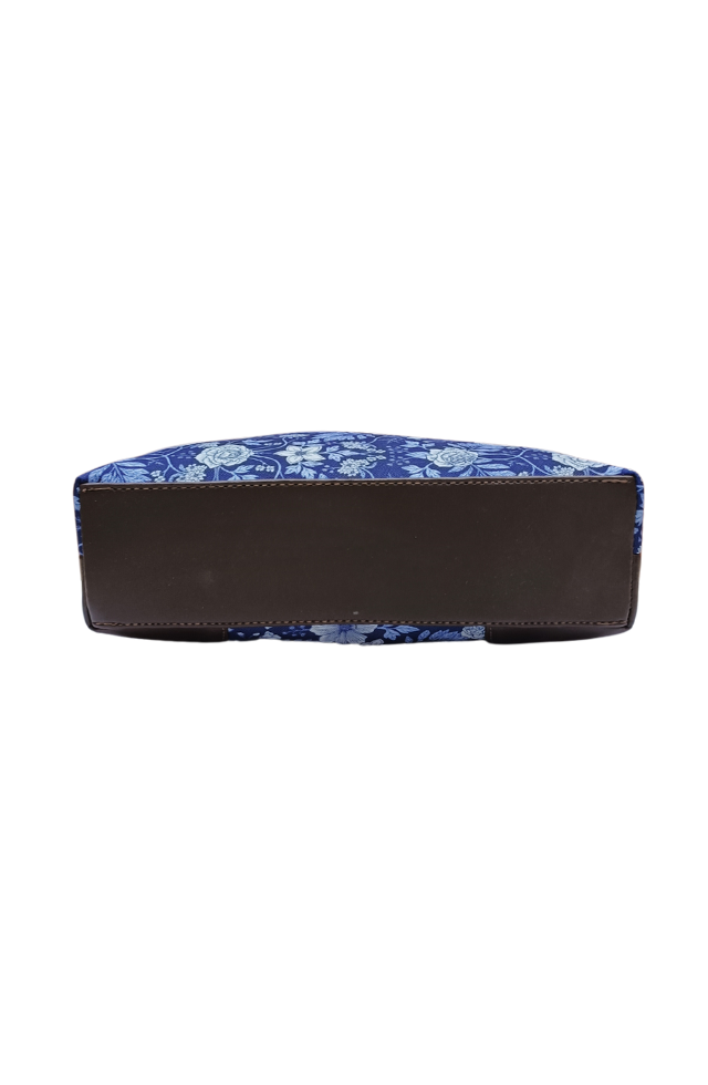 Gorgeous Hand Bag In Blue Colour With Floral Print