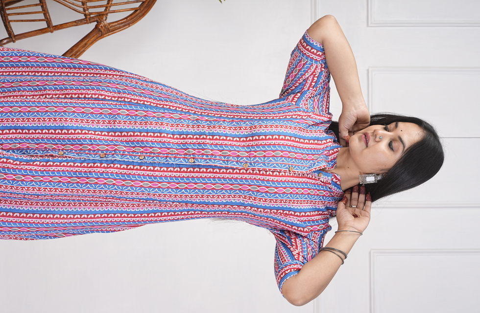 Stunning A-Line Kurti In Deep Sky Blue