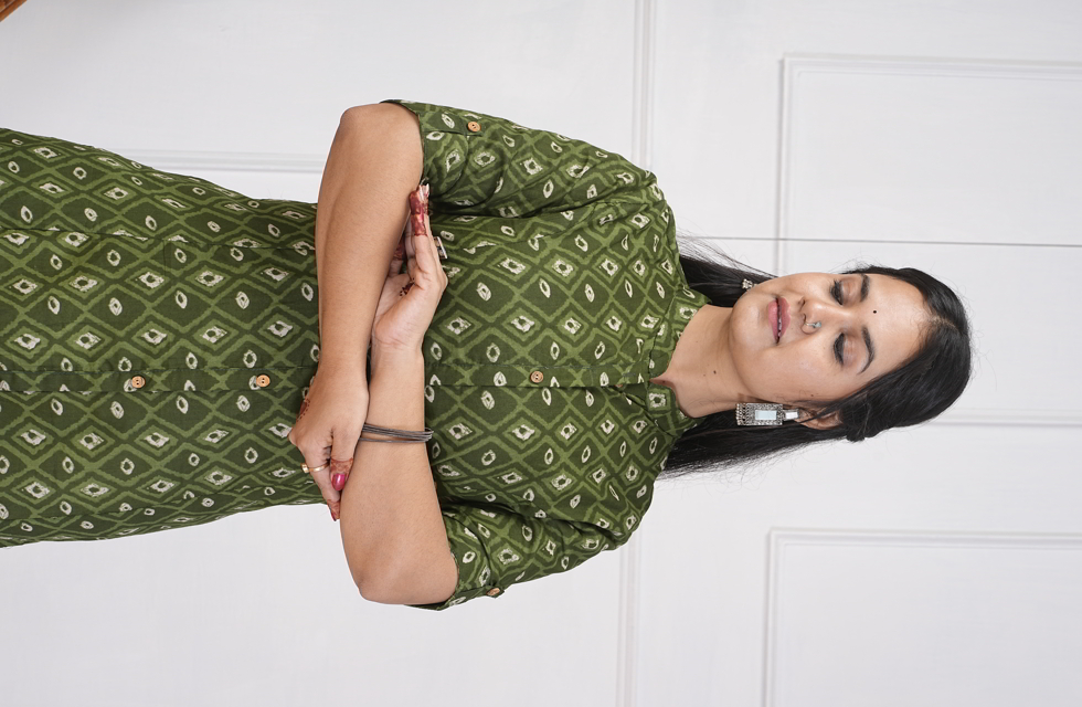 Gorgeous A-Line Kurti In Mehandi Green