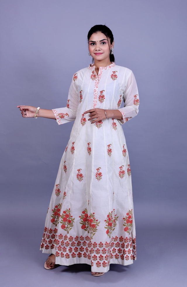 Elegant Chanderi Silk Long Dress