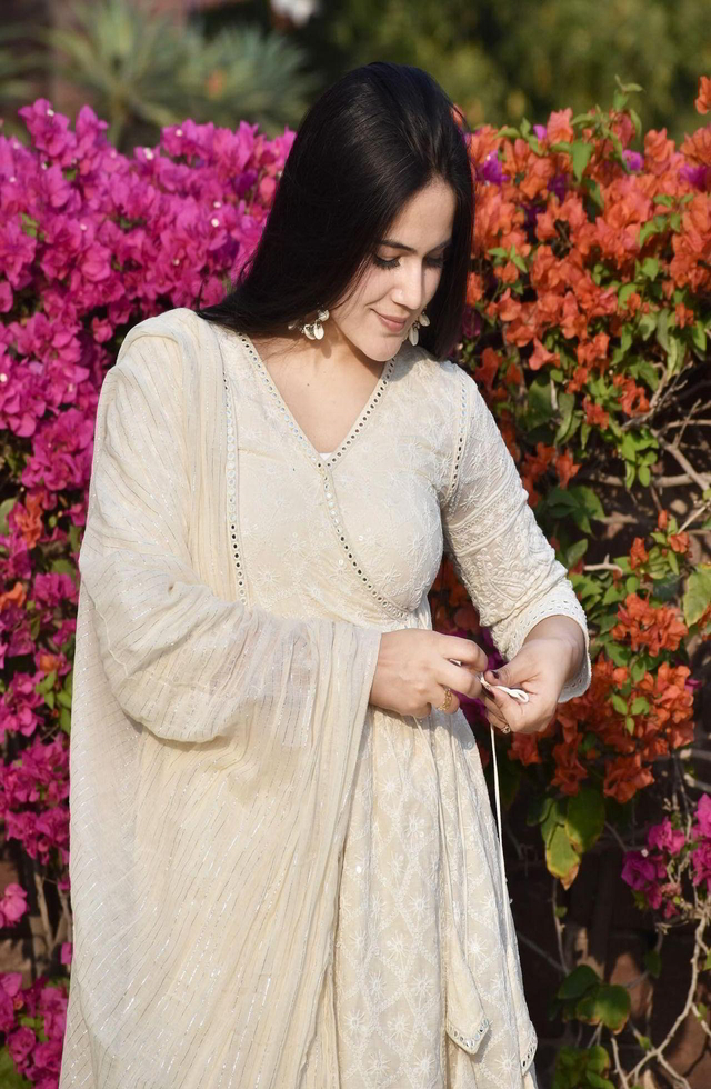 White Anarkali Suit Set