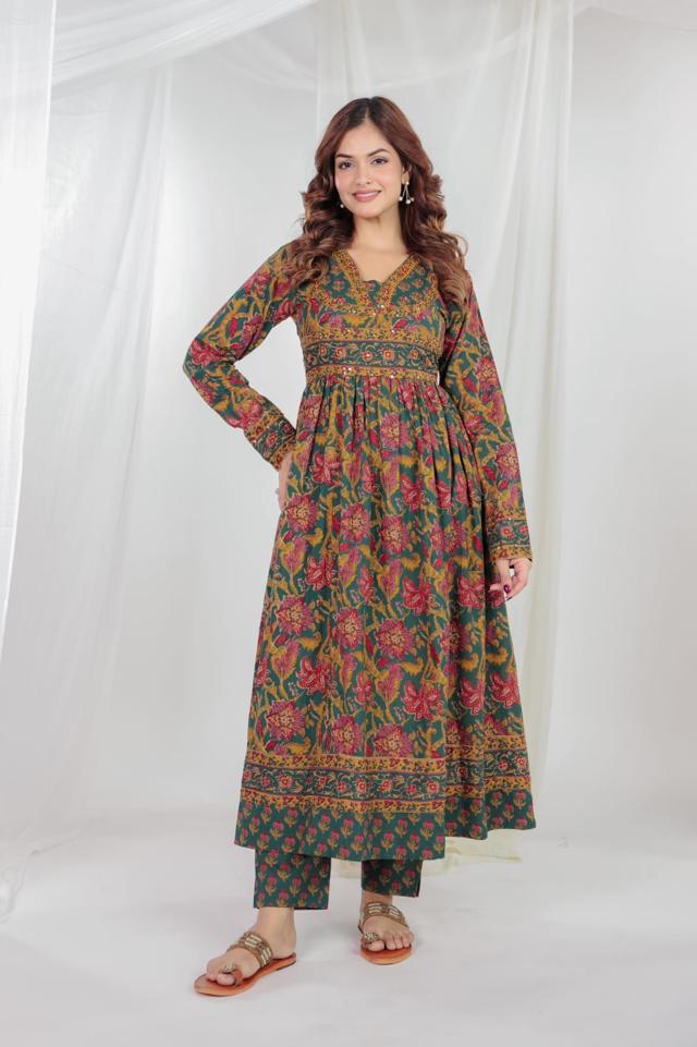 Trendy Full Sleeve Anarkali Set