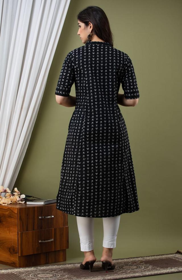 Women A-Line Kurti In Black