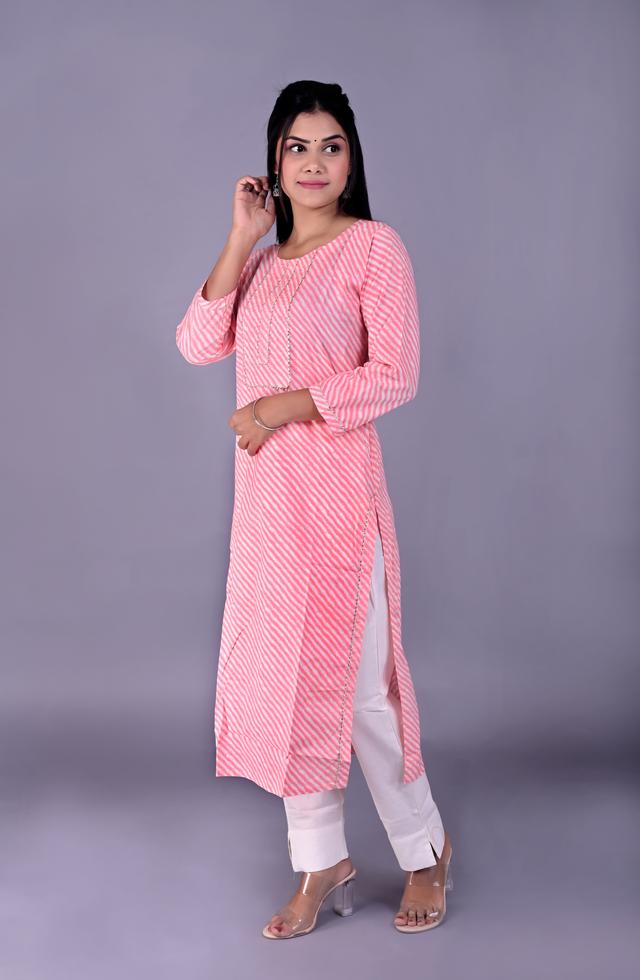Beautiful Straight Fit Kurti in Peach Color