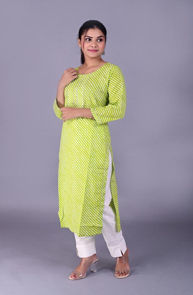 Neon Green Straight Fit Kurti