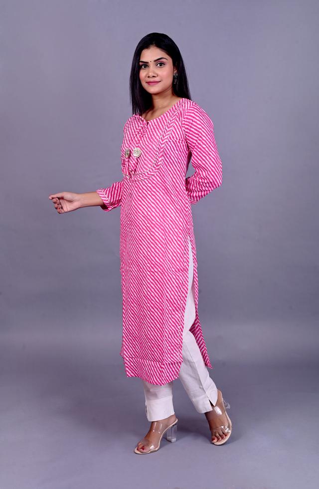 Pink Lehariya Kurti