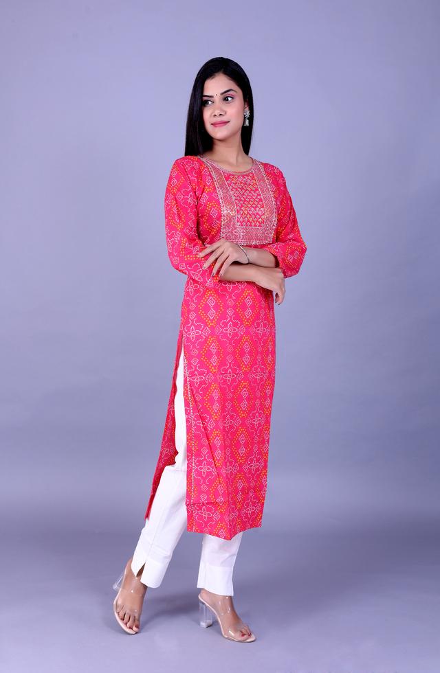 Pink Straight Kurti