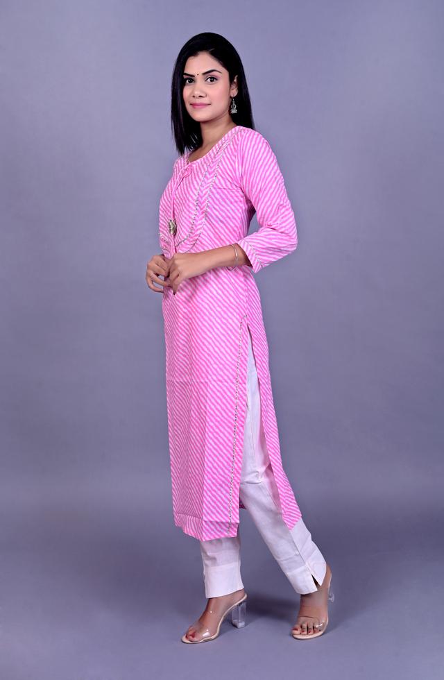 Lehariya Printed Kurti In Magenta