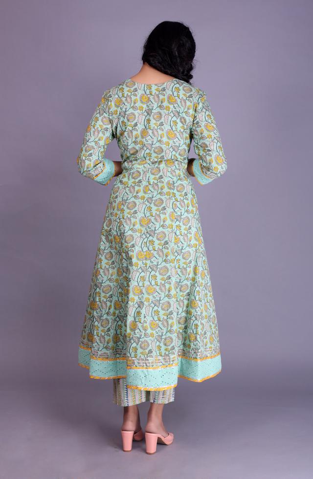 Beautiful Anarkali Suit Set In Mint Green Color