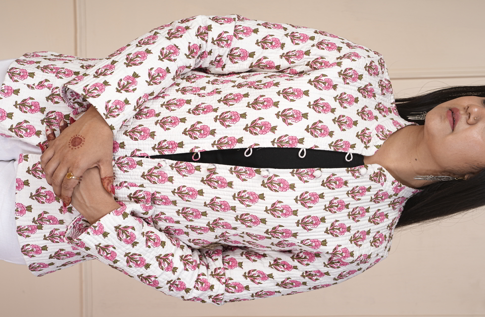 Ravishing Floral Printed Quilted Jacket