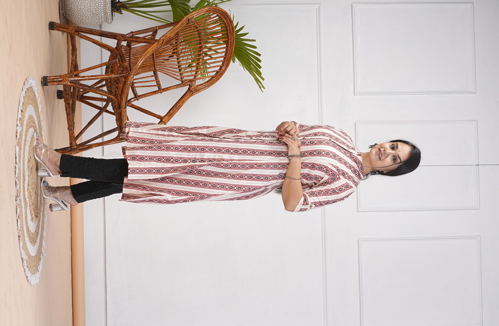 Off White A-Line Kurti