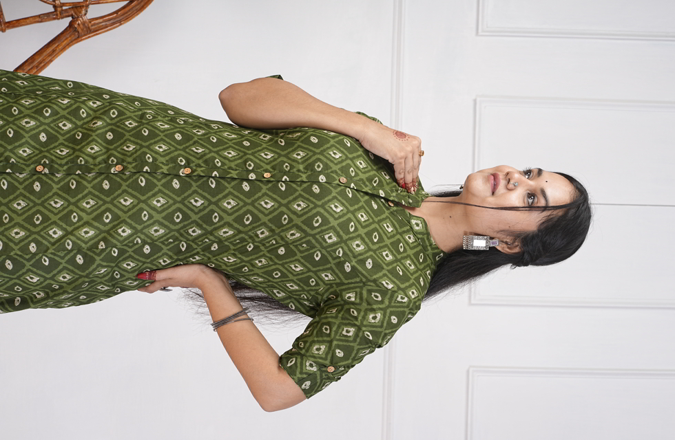 Gorgeous A-Line Kurti In Mehandi Green