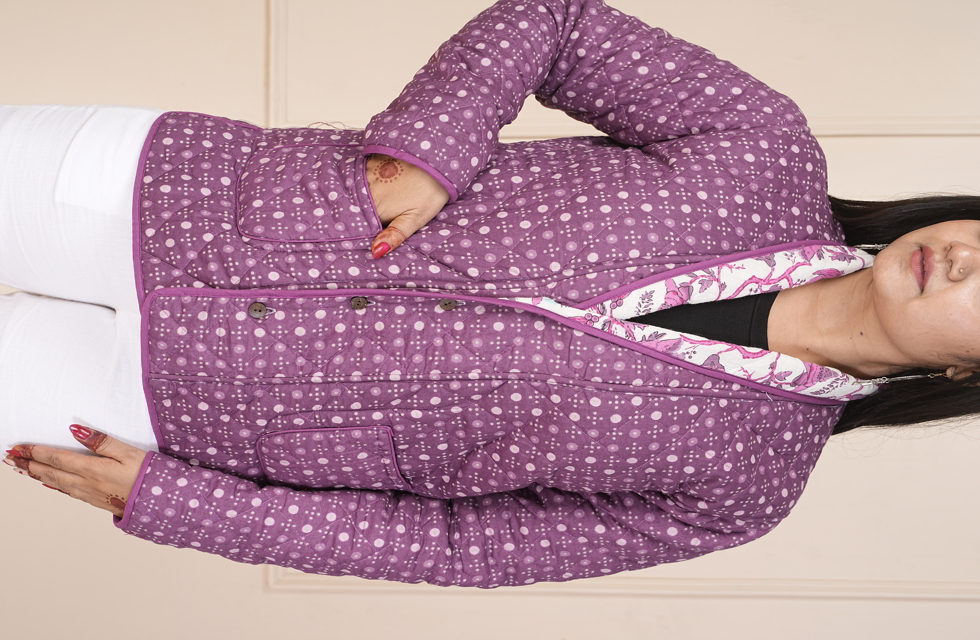 Awesome Quilted Jacket In Purple