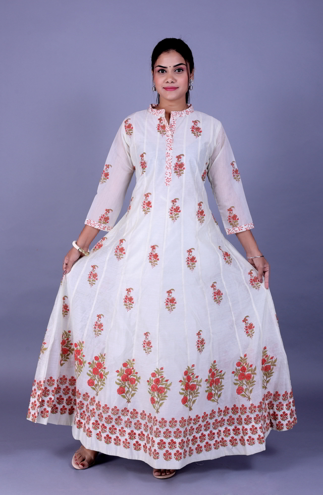 Elegant Chanderi Silk Long Dress