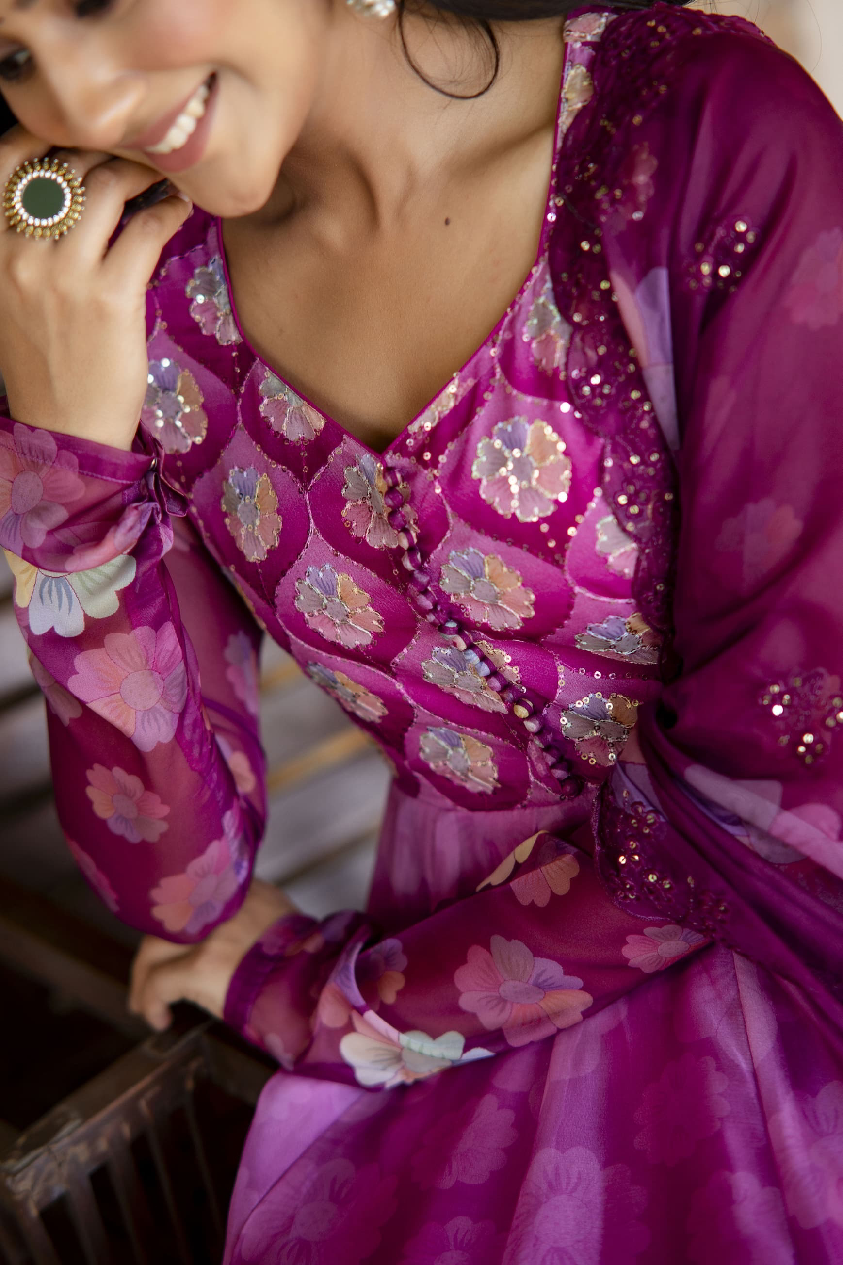 Gourgeous Wine  Anarkali Suit Set