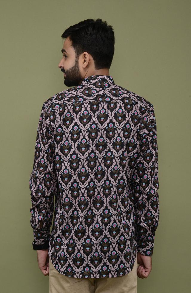 Jaipuri Printed Short Kurta In Black Colour