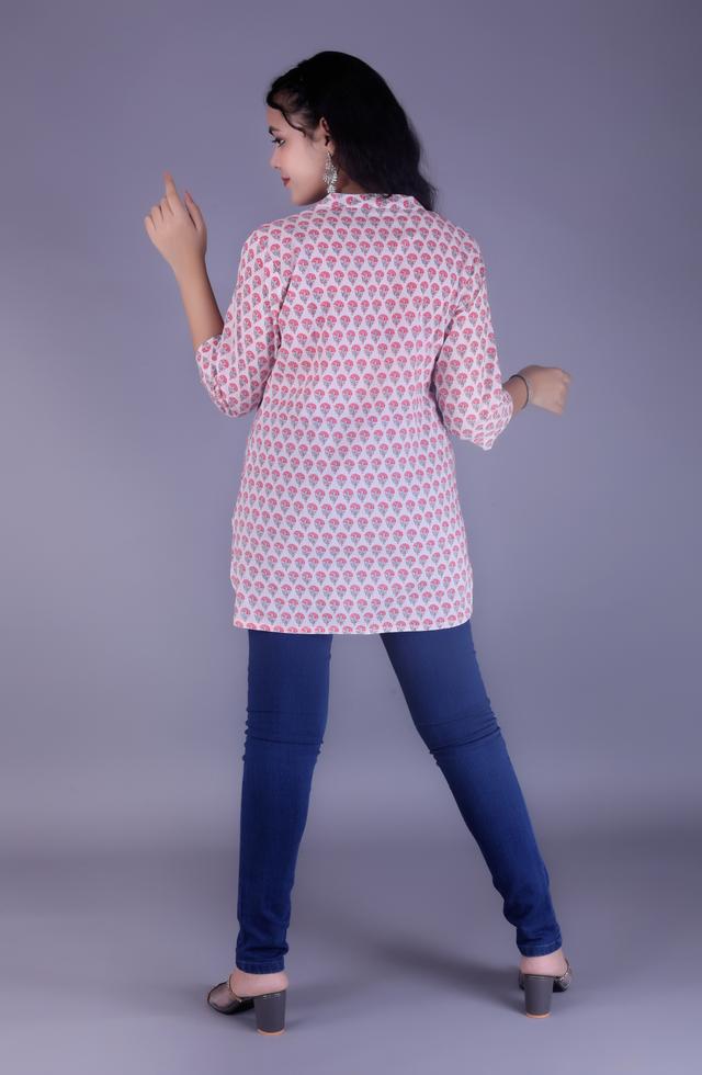 White Printed Short Kurti