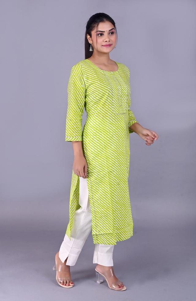 Neon Green Straight Fit Kurti